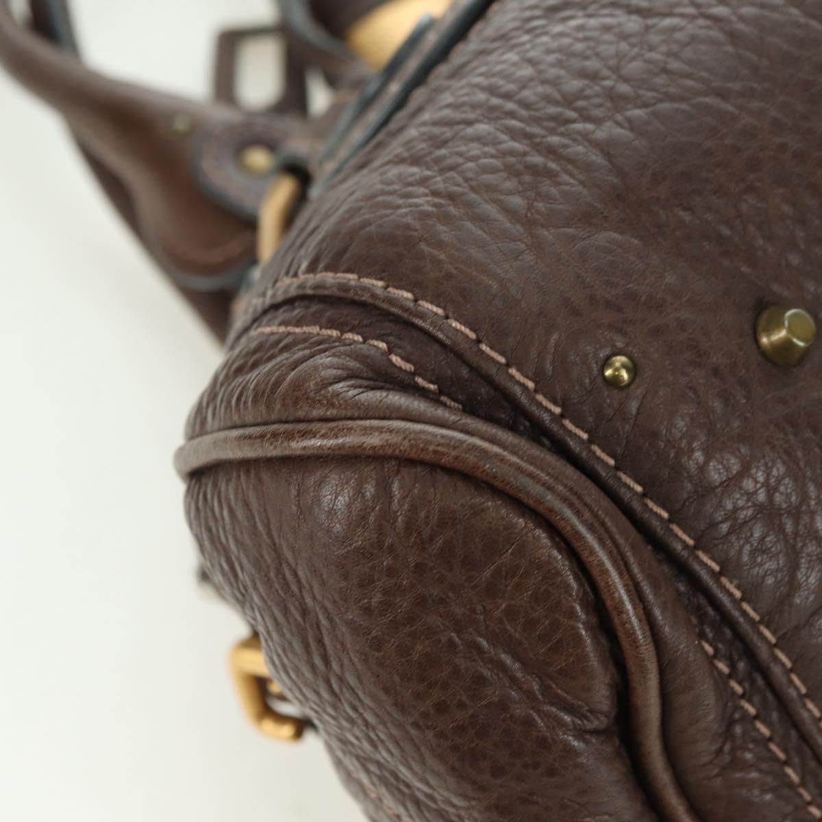 Chloe Paddington Hand Bag Leather Brown Gold Silver Auth mr2427V