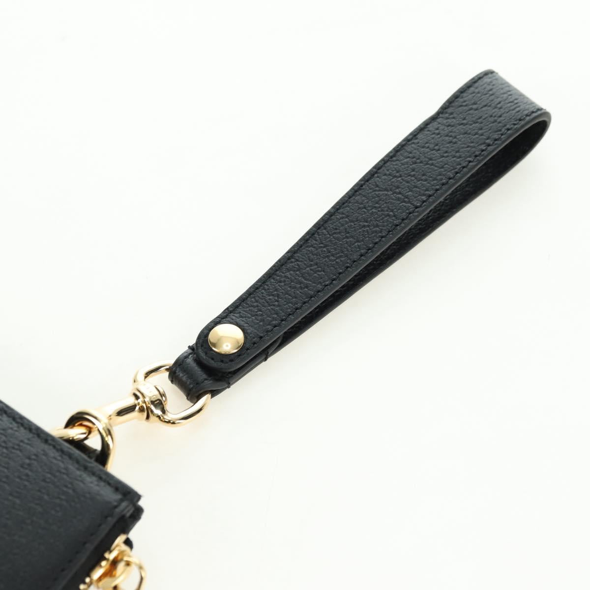 GUCCI Horsebit Clutch Bag Leather Black Gold 700524 Auth mr2429V