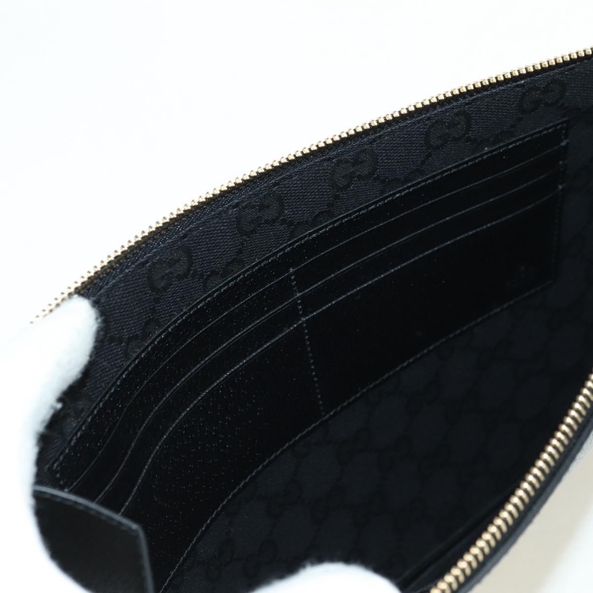 GUCCI Horsebit Clutch Bag Leather Black Gold 700524 Auth mr2429V