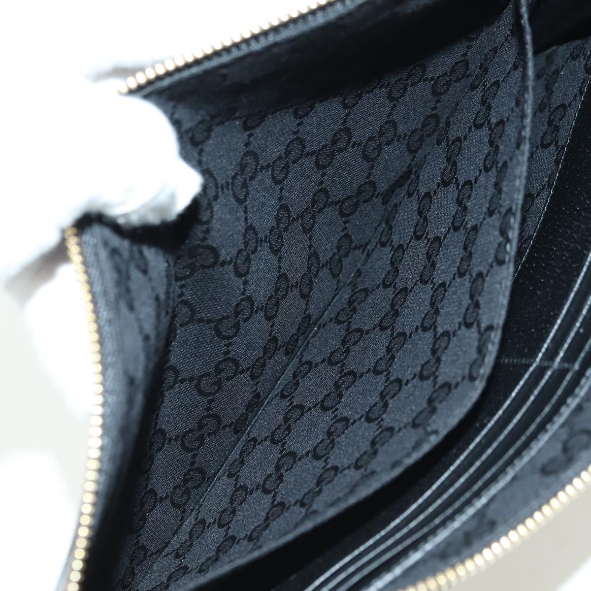 GUCCI Horsebit Clutch Bag Leather Black Gold 700524 Auth mr2429V