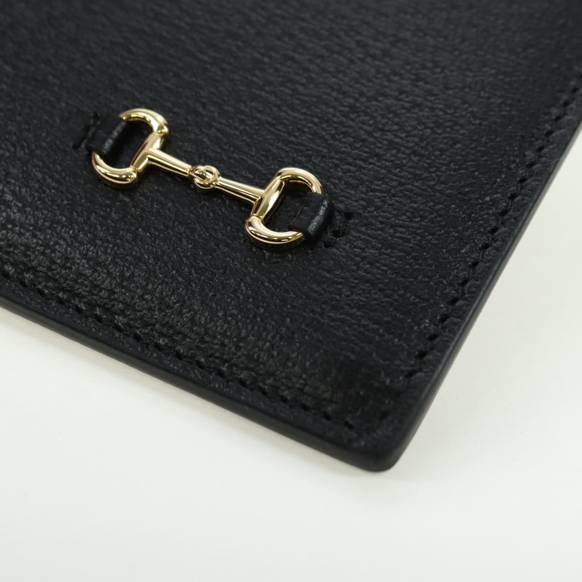 GUCCI Horsebit Clutch Bag Leather Black Gold 700524 Auth mr2429V