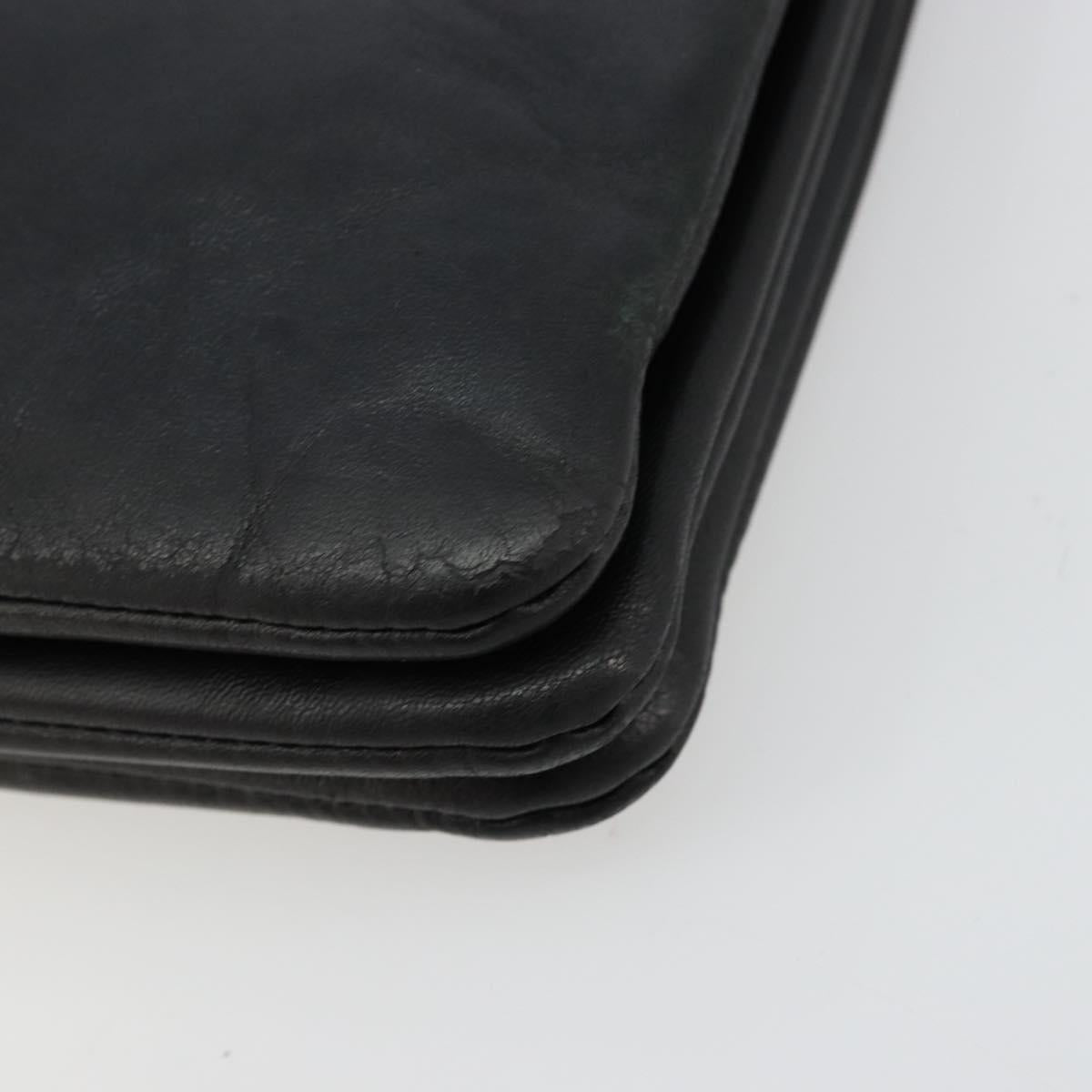 CELINE Trio Shoulder Bag Leather Black Gold Auth mr2435
