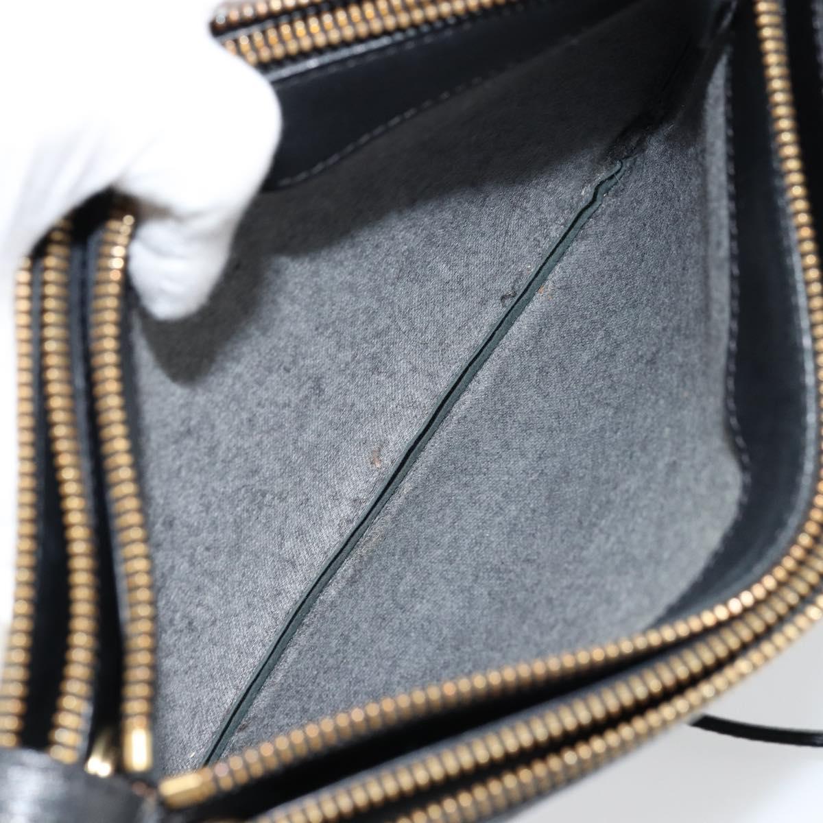 CELINE Trio Shoulder Bag Leather Black Gold Auth mr2435