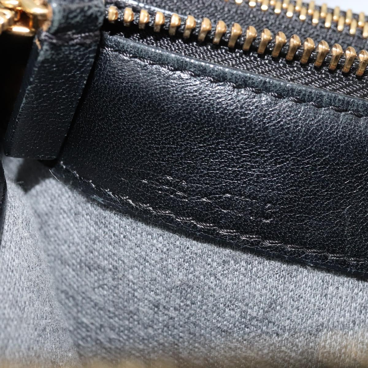CELINE Trio Shoulder Bag Leather Black Gold Auth mr2435