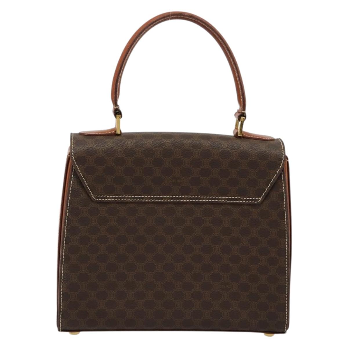CELINE Macadam Canvas Hand Bag PVC Leather Gold Brown Auth mr2441