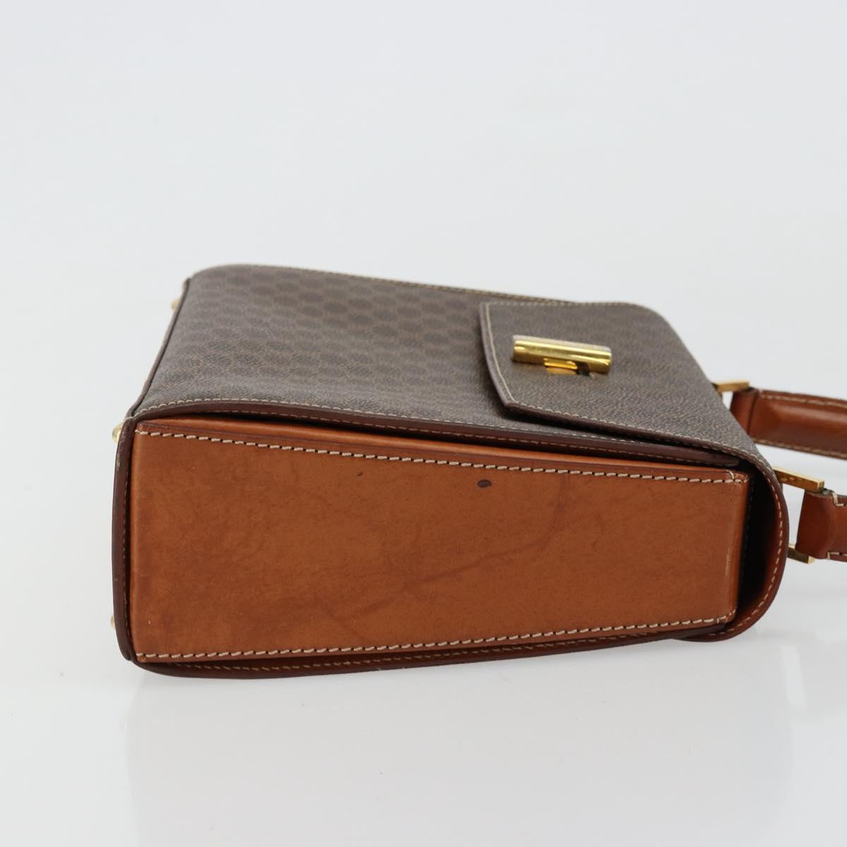 CELINE Macadam Canvas Hand Bag PVC Leather Gold Brown Auth mr2441