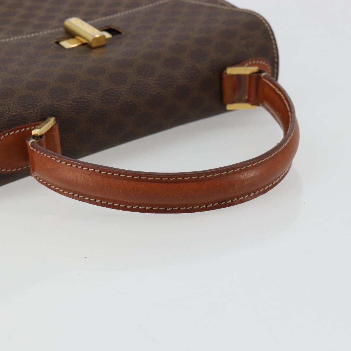 CELINE Macadam Canvas Hand Bag PVC Leather Gold Brown Auth mr2441