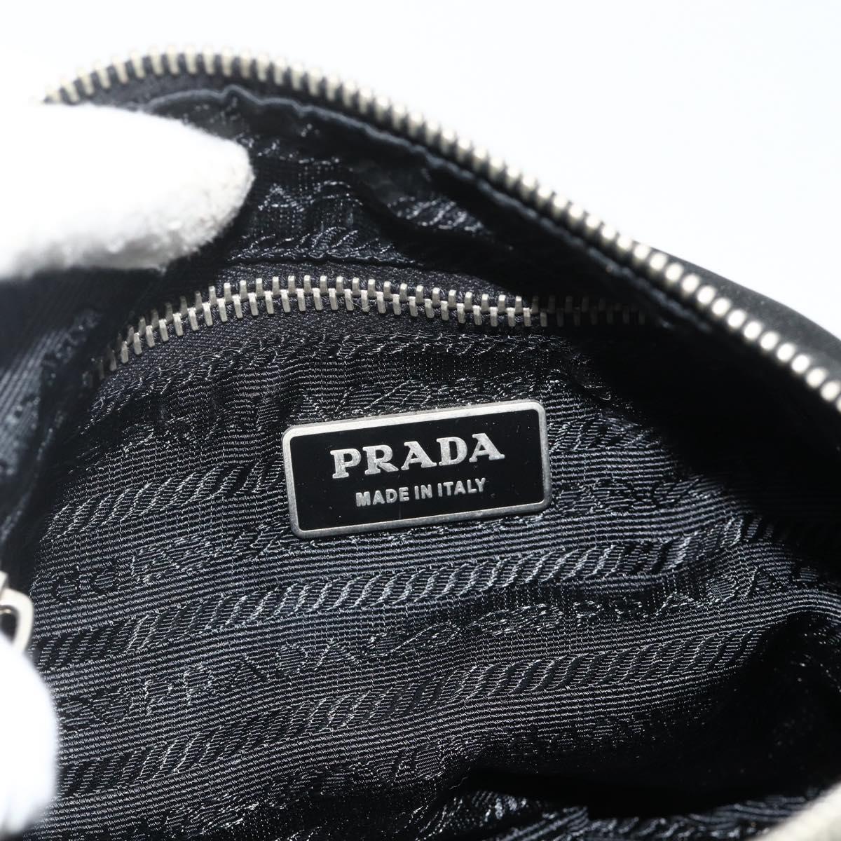PRADA Shoulder Bag Nylon Leather Black Silver Auth mr2443A
