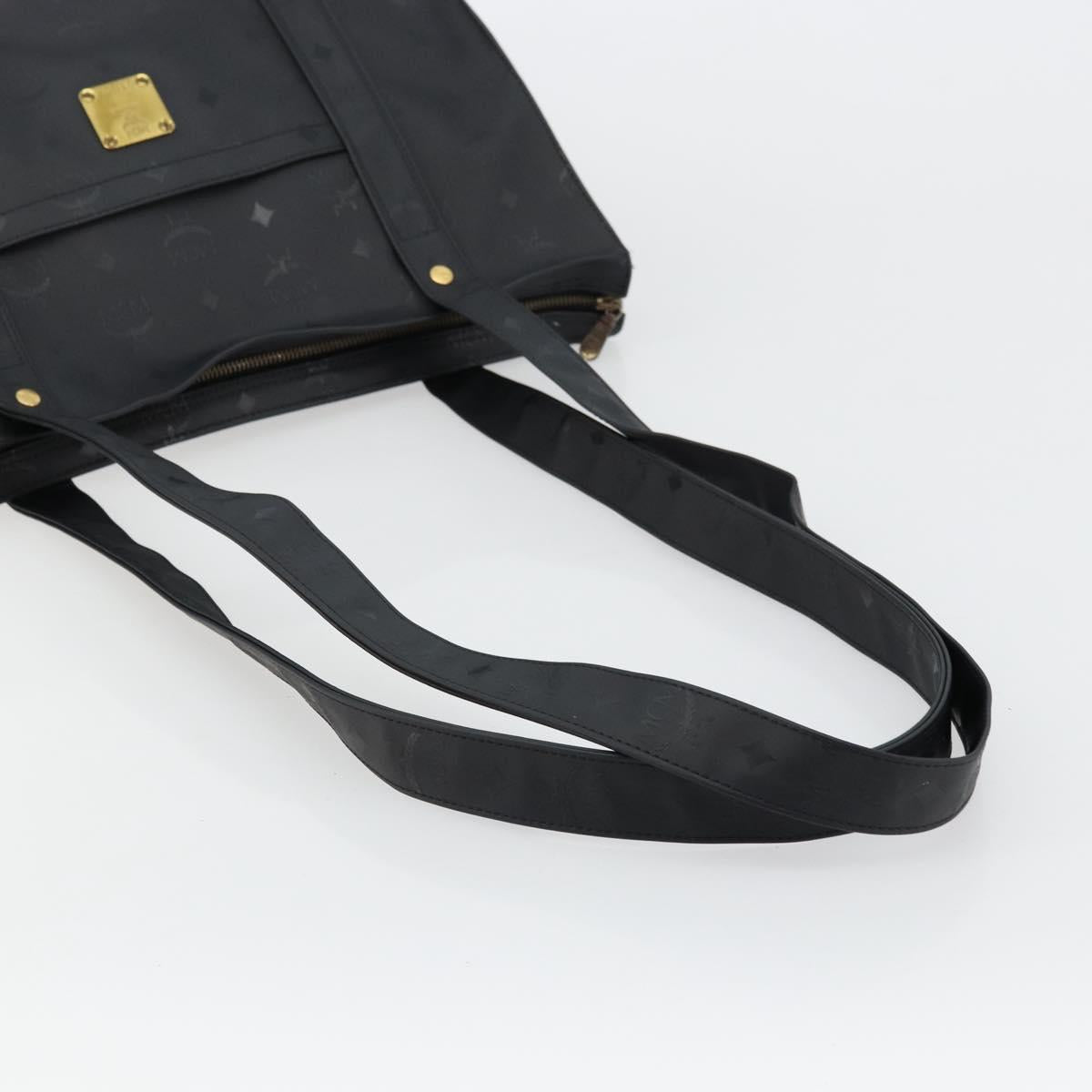 MCM Vicetos Logogram Shoulder Bag PVC Black Gold Auth mr2450