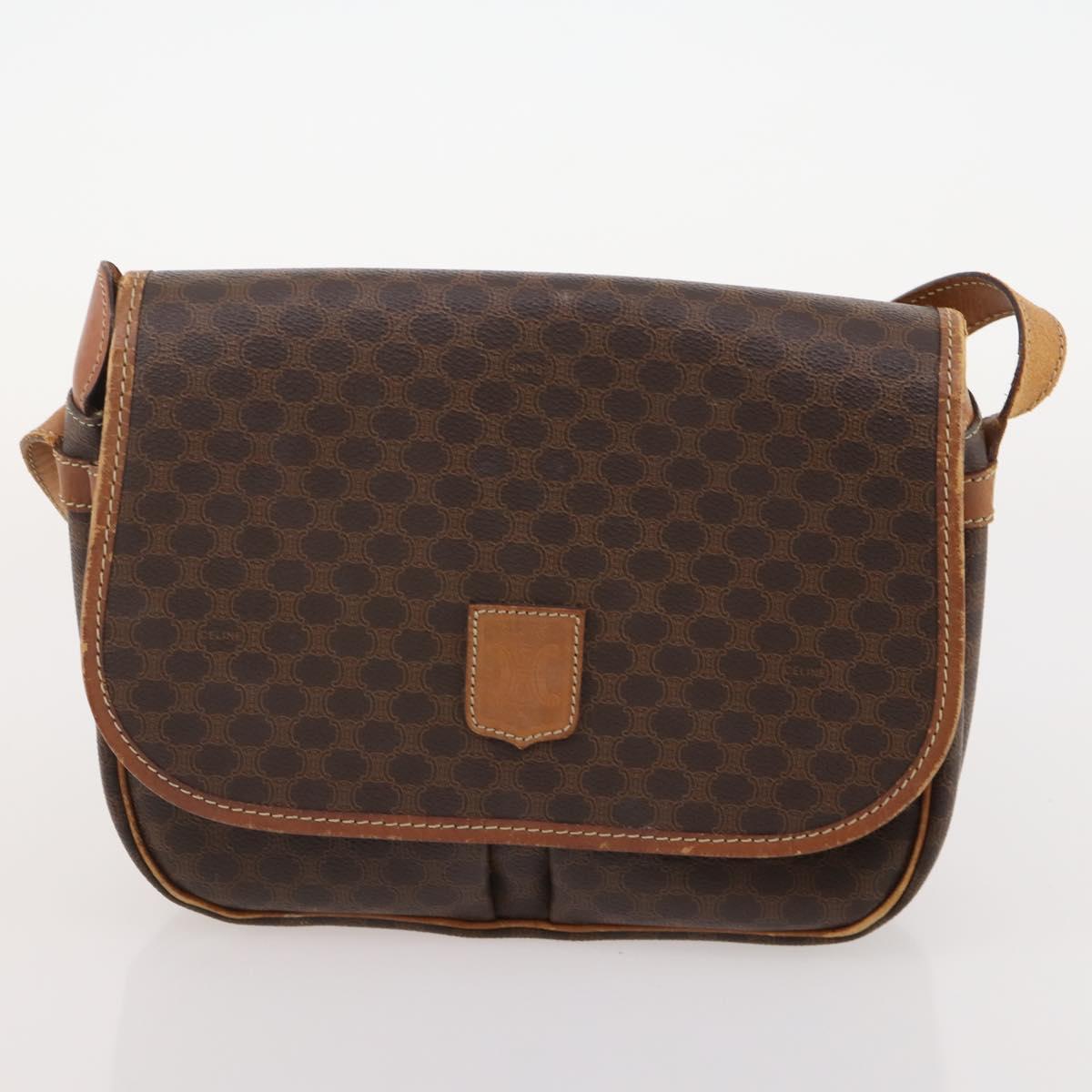 CELINE Macadam Canvas Boston Bag PVC Leather 3 Set Brown Auth mr2452