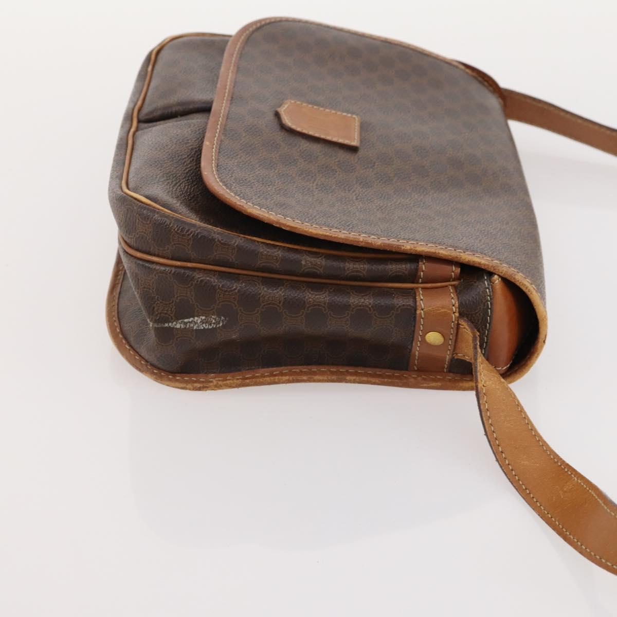 CELINE Macadam Canvas Boston Bag PVC Leather 3 Set Brown Auth mr2452