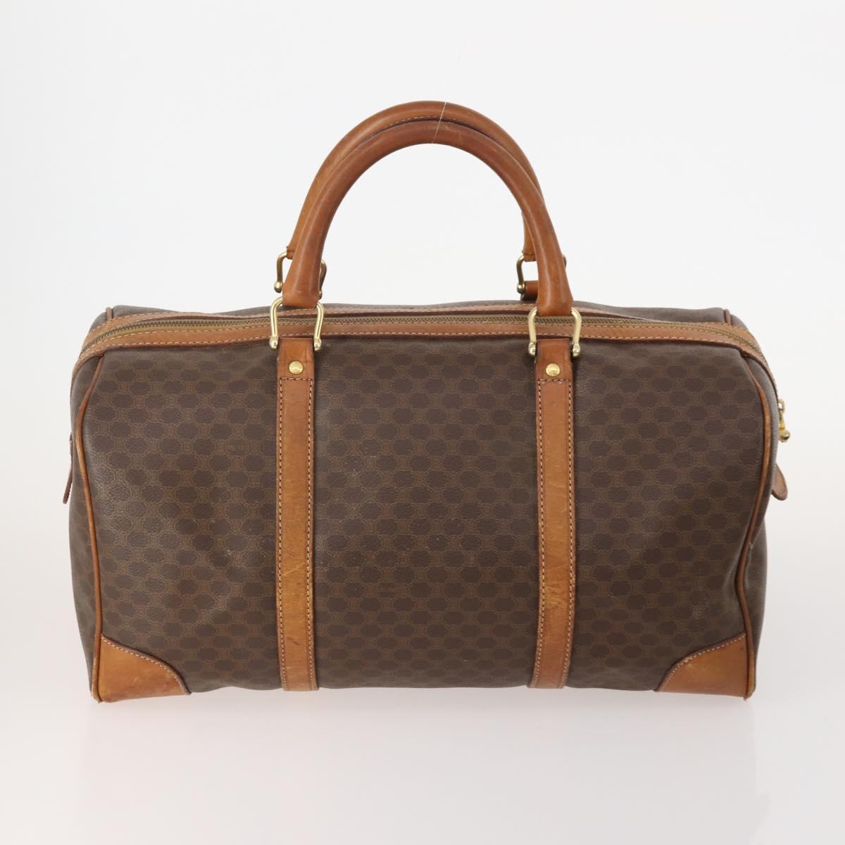 CELINE Macadam Canvas Boston Bag PVC Leather 3 Set Brown Auth mr2452