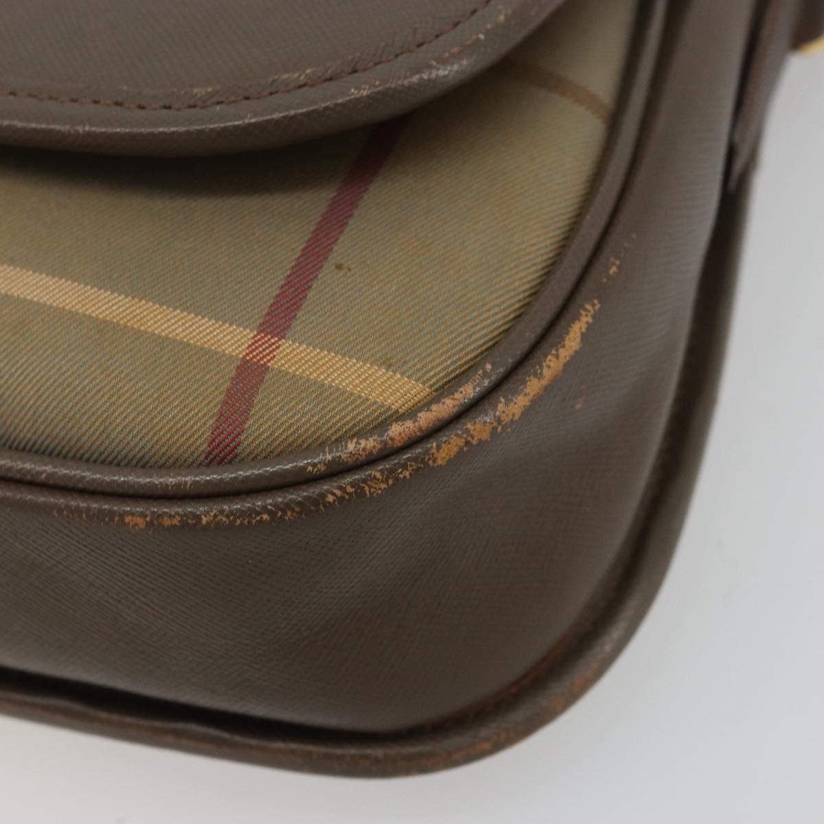 Burberrys Nova Check Shoulder Bag Canvas Beige Gold Auth mr2457
