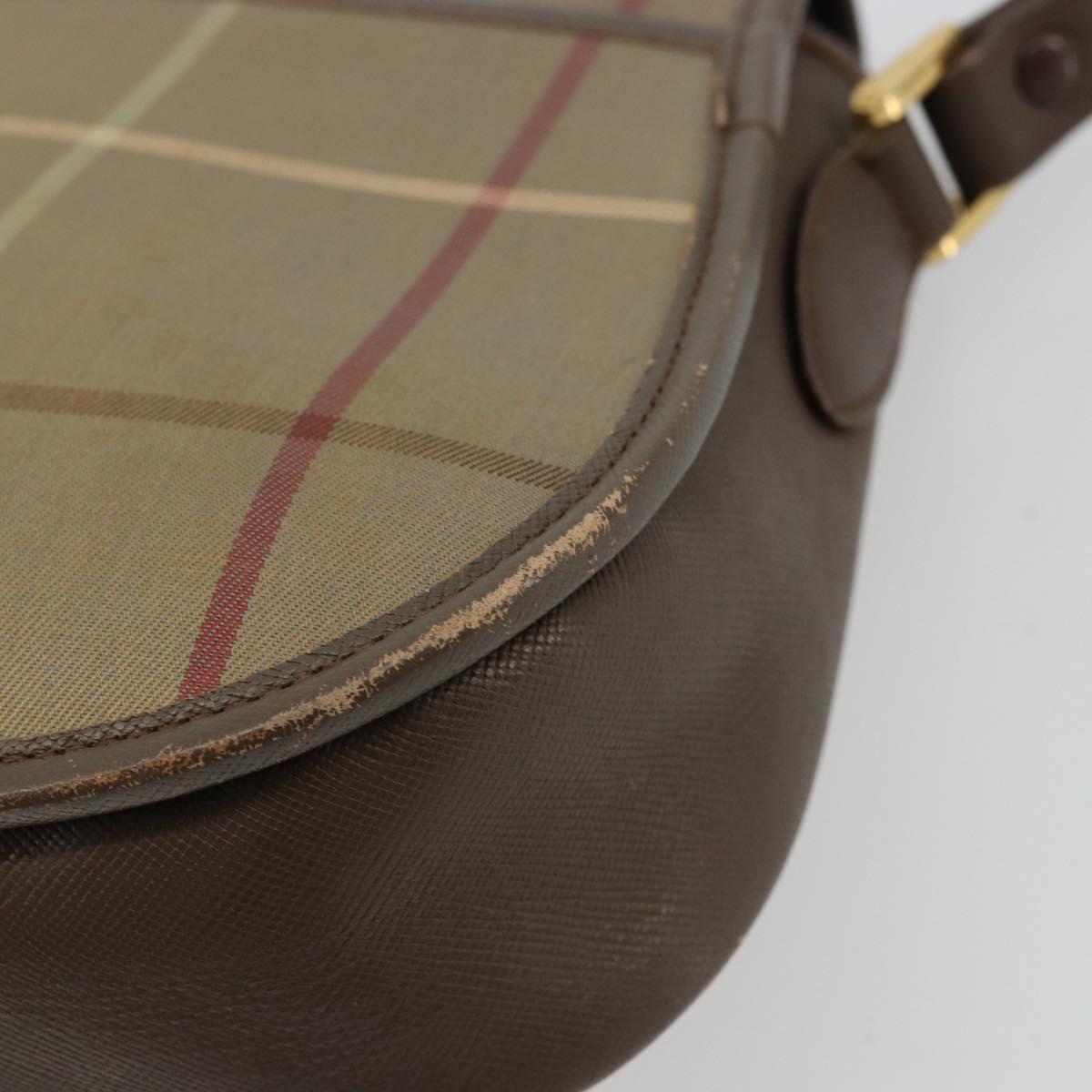 Burberrys Nova Check Shoulder Bag Canvas Beige Gold Auth mr2457