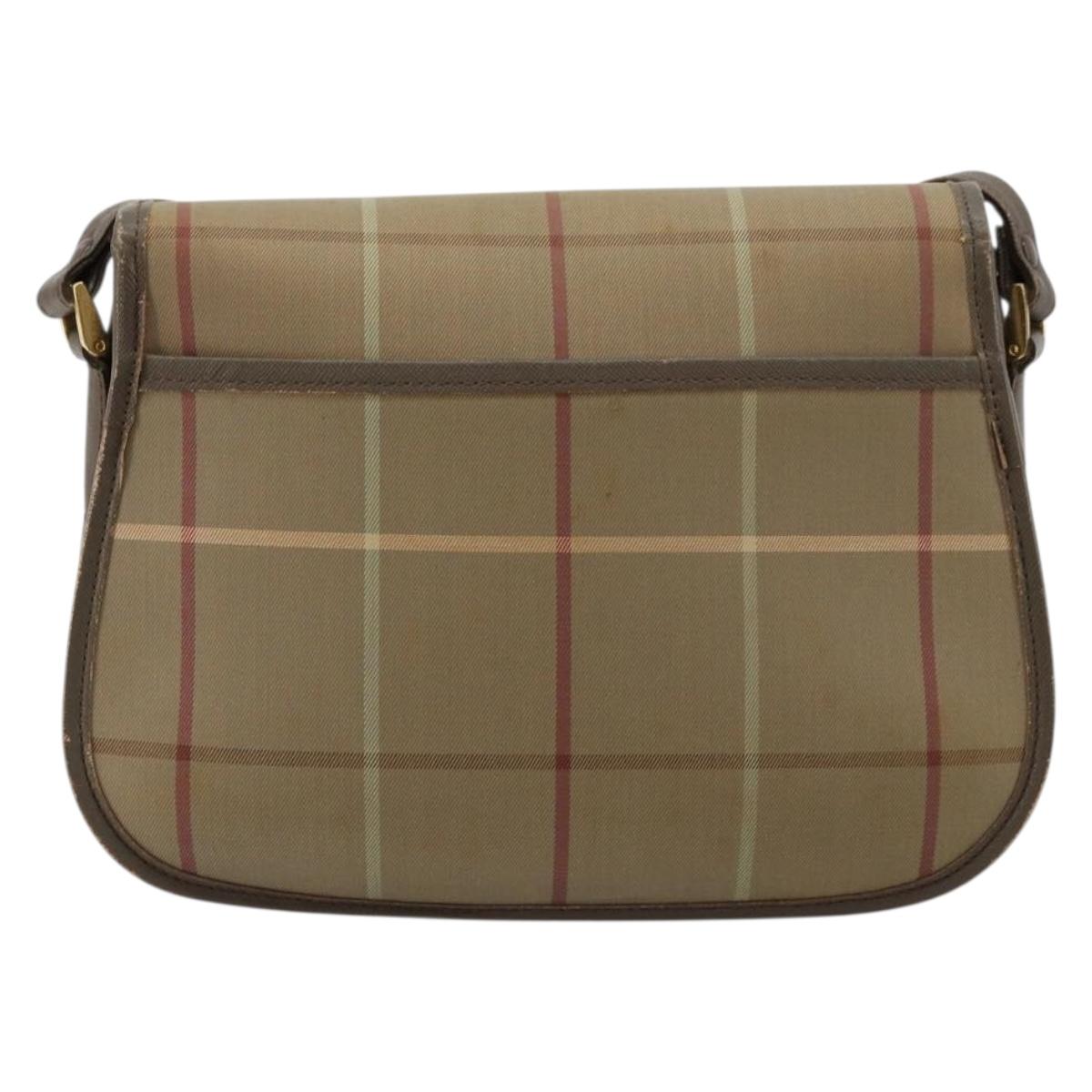 Burberrys Nova Check Shoulder Bag Canvas Beige Gold Auth mr2457