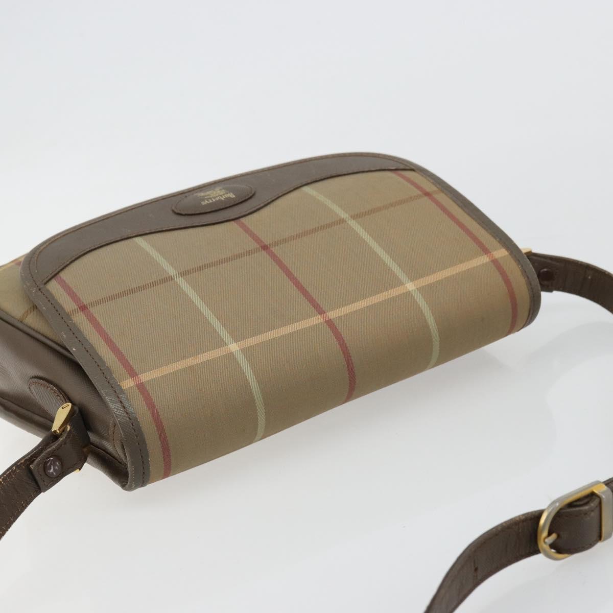 Burberrys Nova Check Shoulder Bag Canvas Beige Gold Auth mr2457