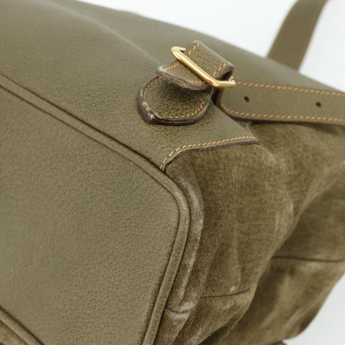 GUCCI Backpack Suede Khaki Gold 003 2058 0016 Auth mr2460A