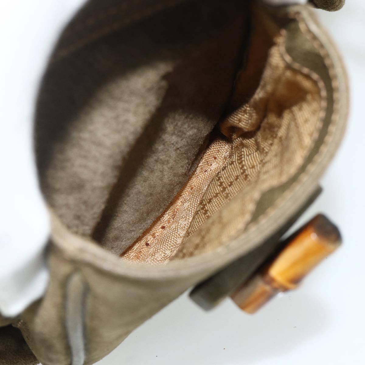 GUCCI Backpack Suede Khaki Gold 003 2058 0016 Auth mr2460A
