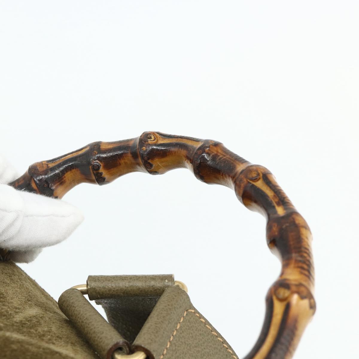 GUCCI Backpack Suede Khaki Gold 003 2058 0016 Auth mr2460A