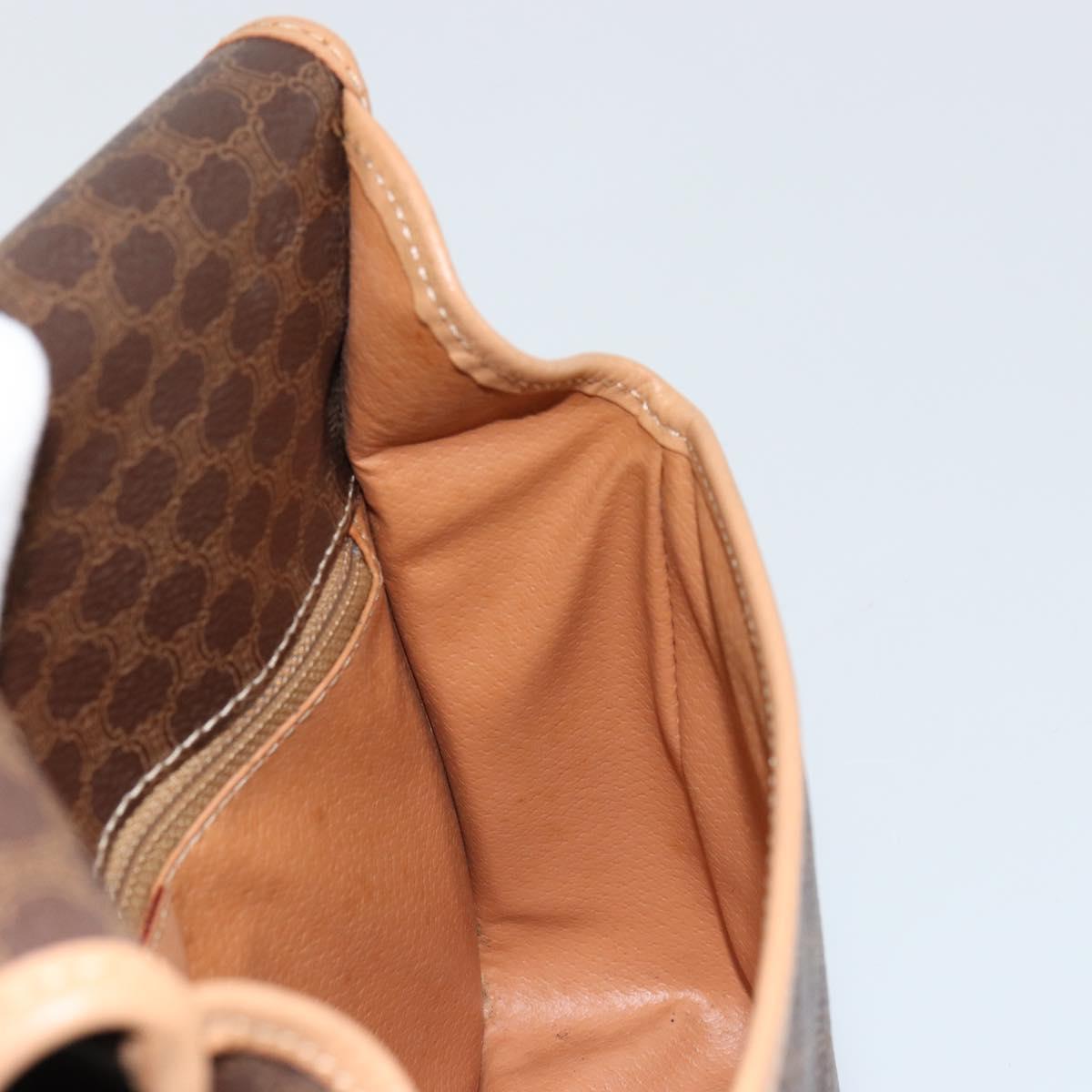 CELINE Macadam Canvas Shoulder Bag PVC Leather Brown Gold Auth mr2468A