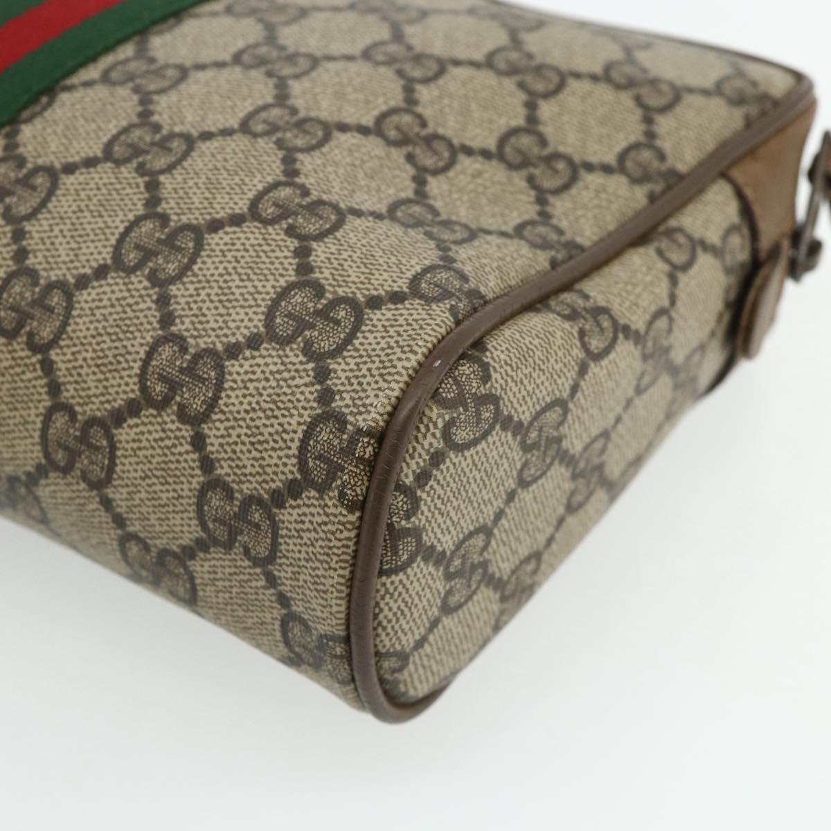 GUCCI GG Supreme Web Sherry Line Clutch Bag PVC Beige 89 01 012 Auth mr2470