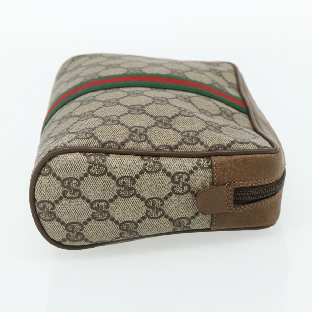 GUCCI GG Supreme Web Sherry Line Clutch Bag PVC Beige 89 01 012 Auth mr2470