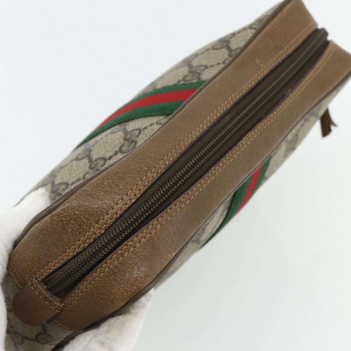 GUCCI GG Supreme Web Sherry Line Clutch Bag PVC Beige 89 01 012 Auth mr2470