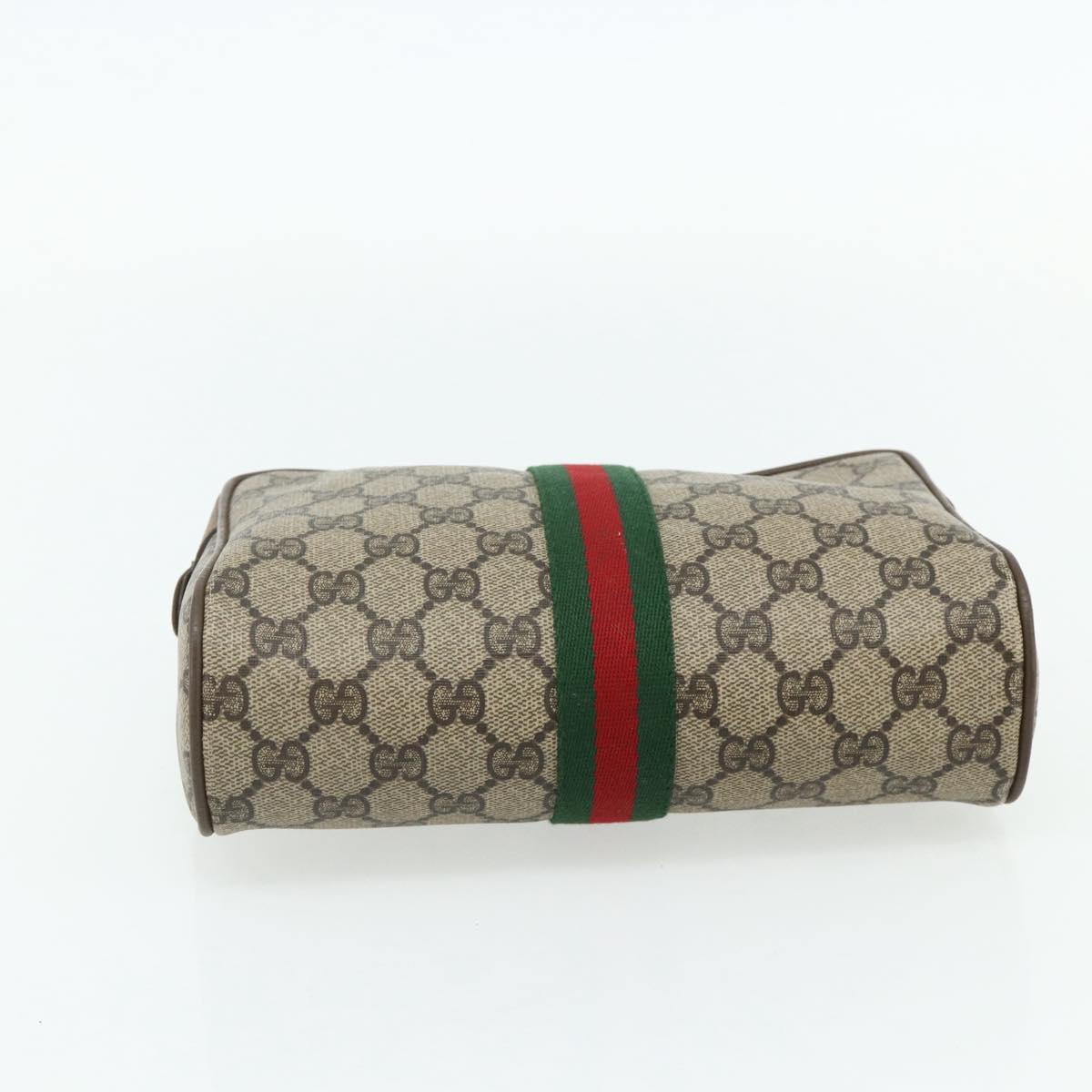 GUCCI GG Supreme Web Sherry Line Clutch Bag PVC Beige 89 01 012 Auth mr2470