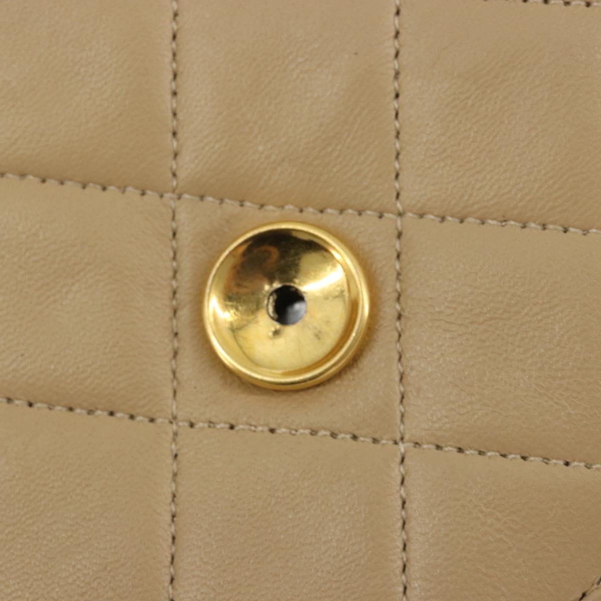 CHANEL Chain Shoulder Bag Lamb Skin Beige Gold CC Auth mr2475