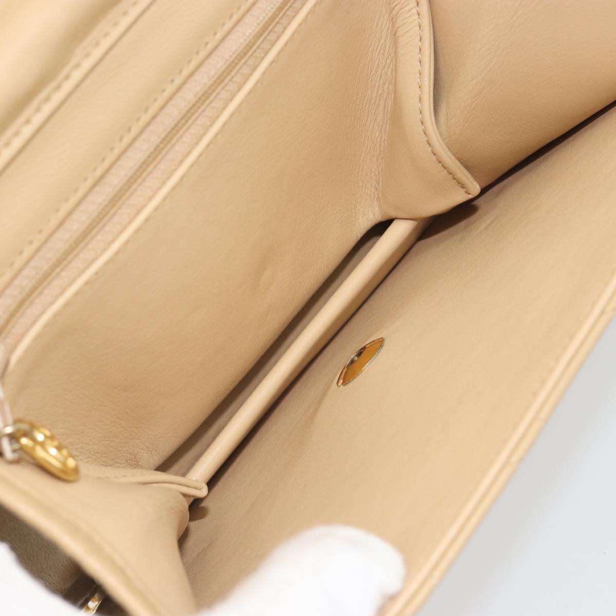 CHANEL Chain Shoulder Bag Lamb Skin Beige Gold CC Auth mr2475