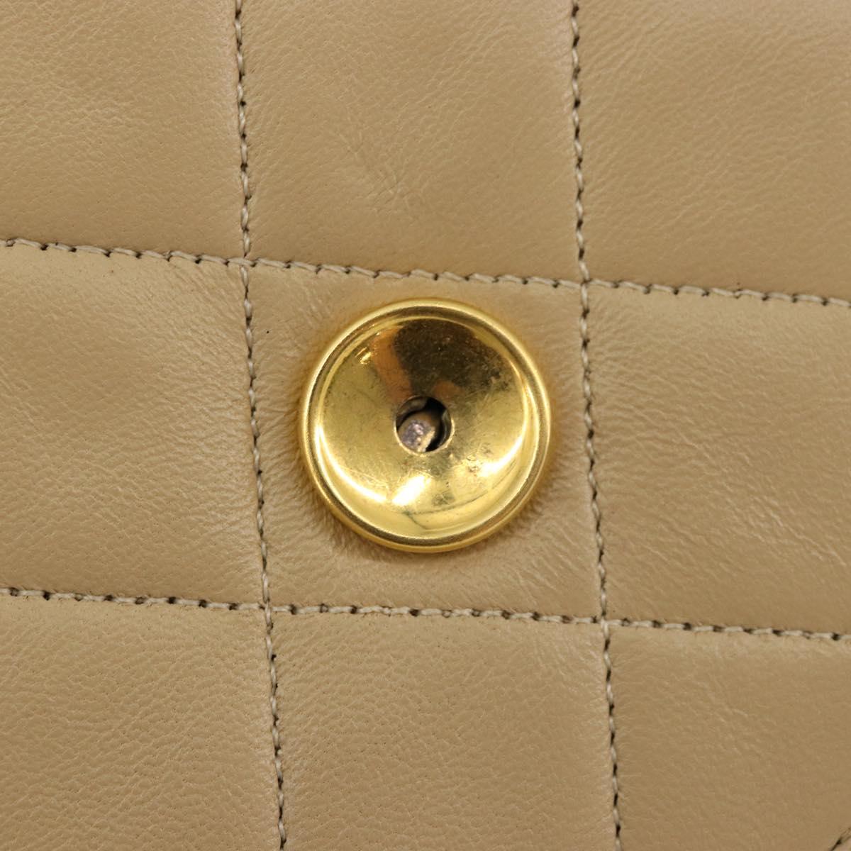 CHANEL Chain Shoulder Bag Lamb Skin Beige Gold CC Auth mr2475V