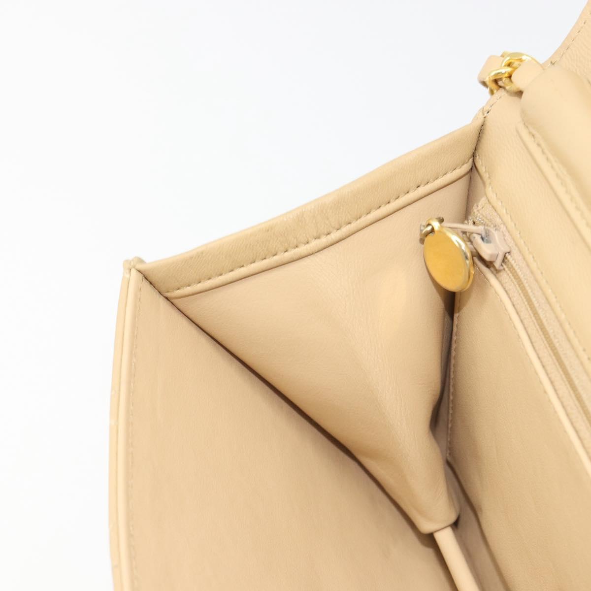 CHANEL Chain Shoulder Bag Lamb Skin Beige Gold CC Auth mr2475V