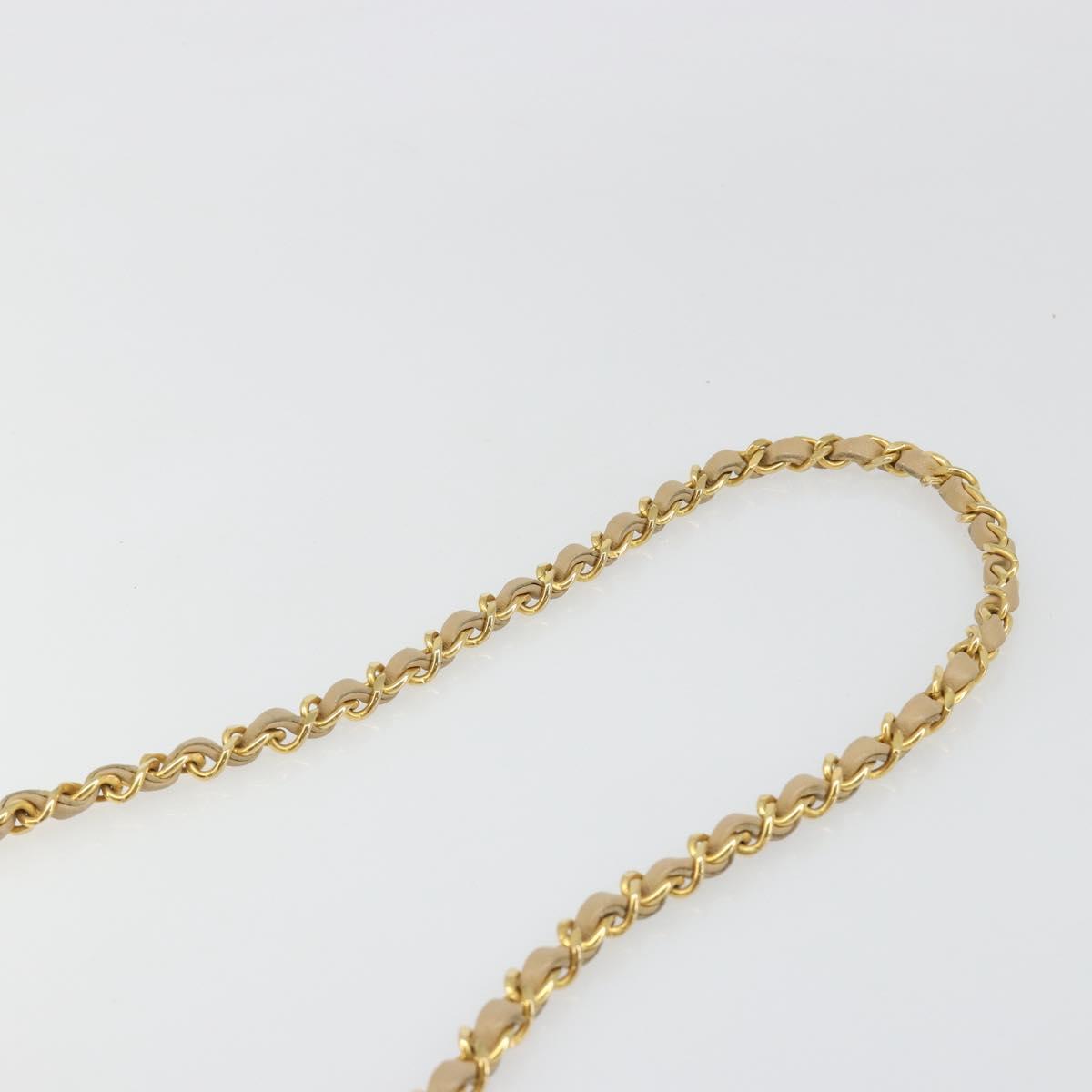 CHANEL Chain Shoulder Bag Lamb Skin Beige Gold CC Auth mr2475V