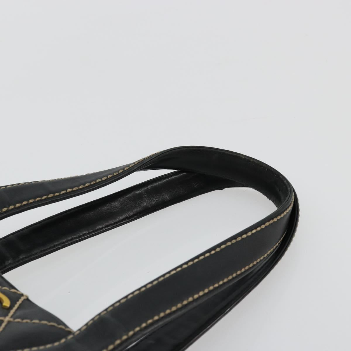 CHANEL Wild Stitch Hand Bag Leather Black Gold CC Auth mr2477A