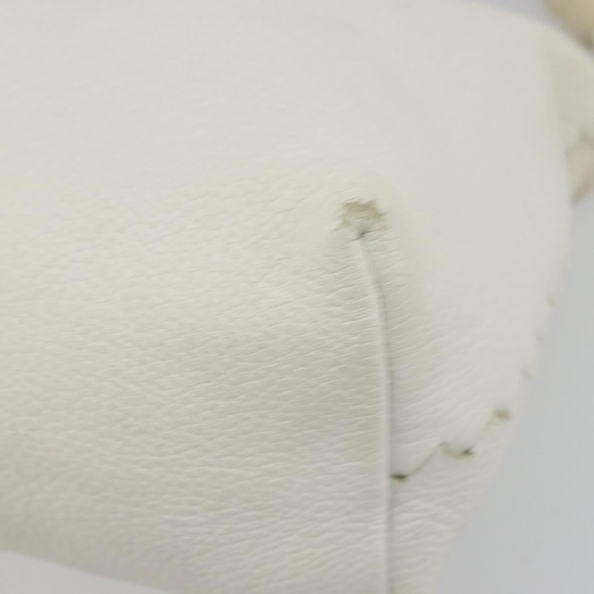 BOTTEGA VENETA Hand Bag Leather White Silver Auth mr2483