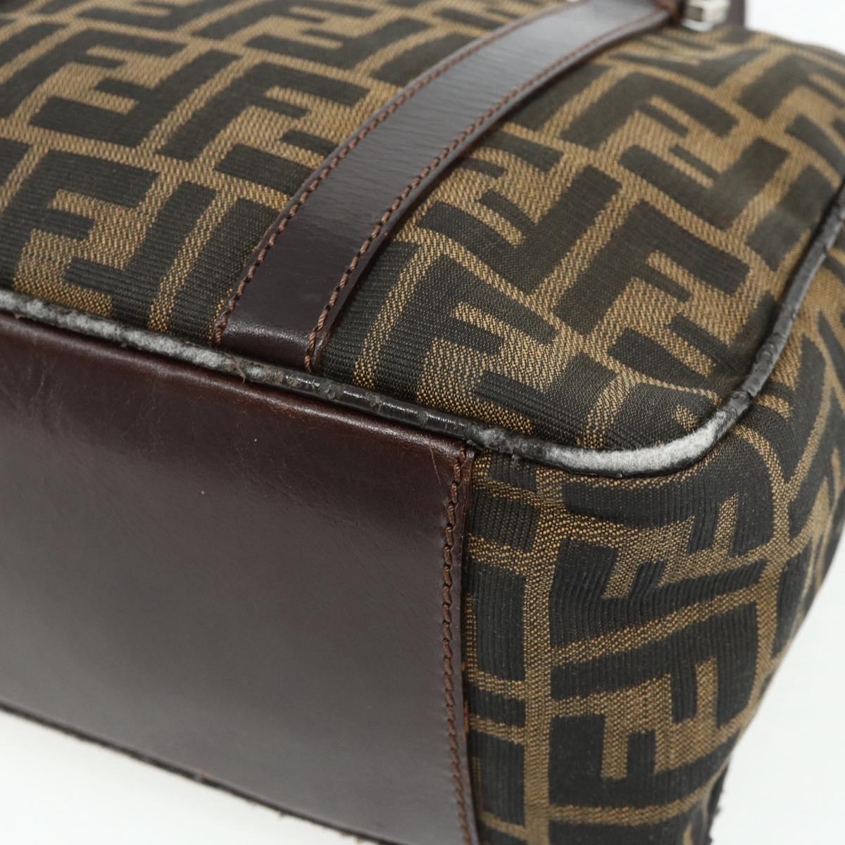 FENDI Zucca Canvas Hand Bag Black Brown Auth mr2487