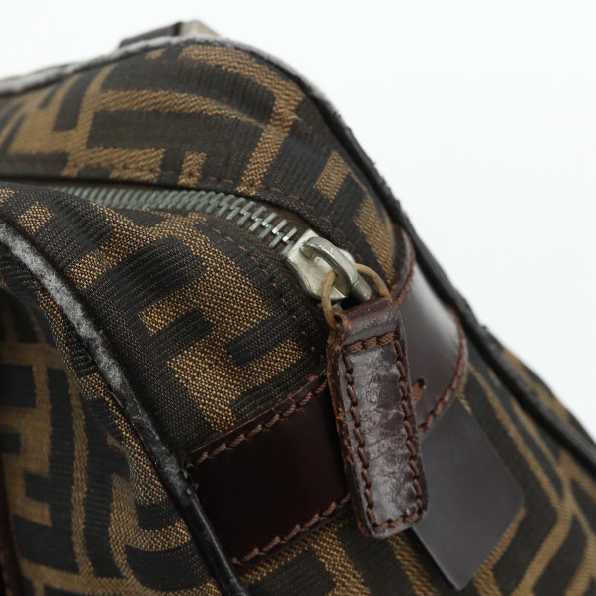 FENDI Zucca Canvas Hand Bag Black Brown Auth mr2487