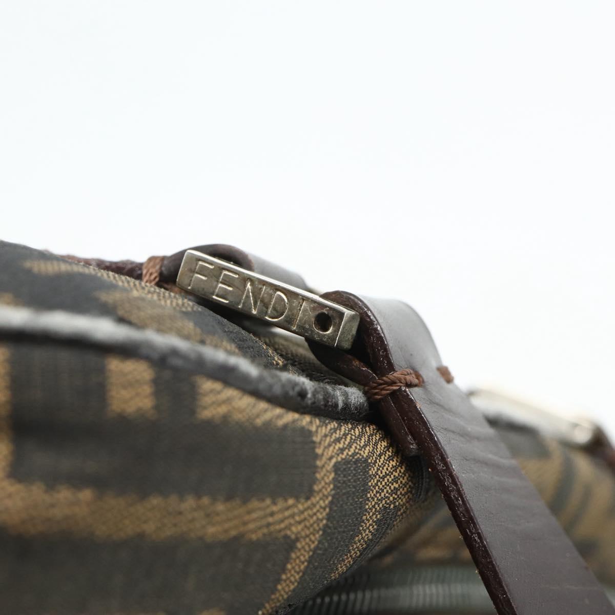 FENDI Zucca Canvas Hand Bag Black Brown Auth mr2487