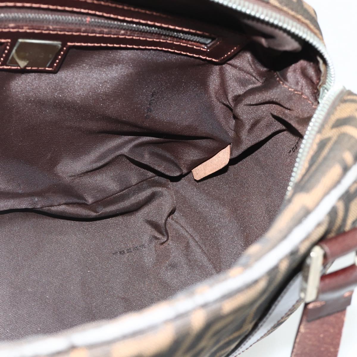 FENDI Zucca Canvas Hand Bag Black Brown Auth mr2487