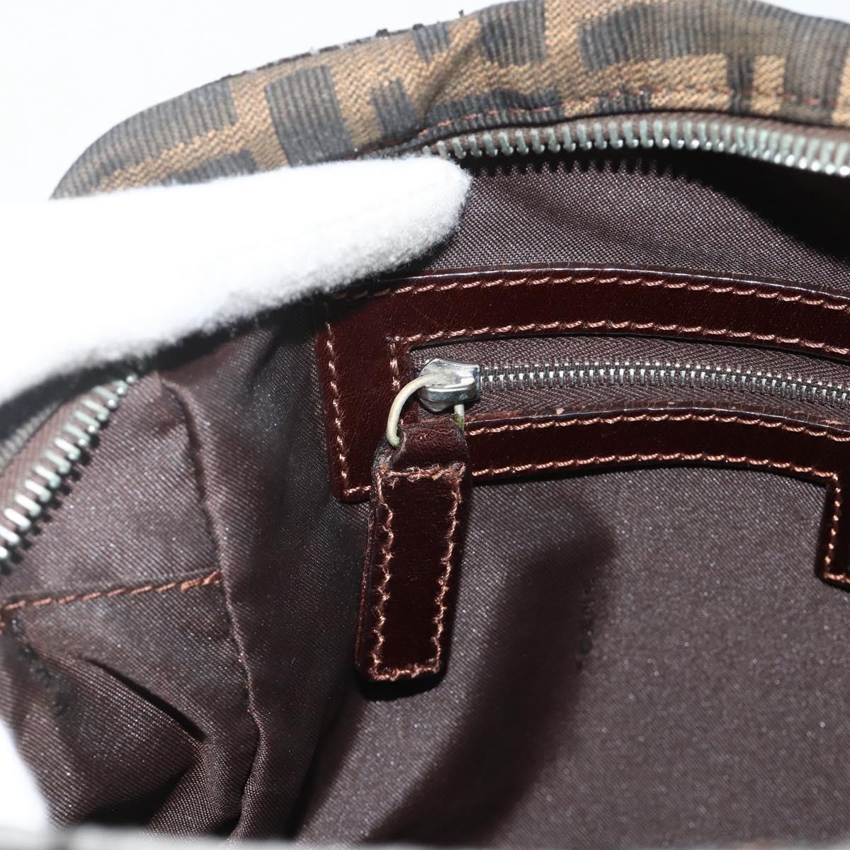 FENDI Zucca Canvas Hand Bag Black Brown Auth mr2487