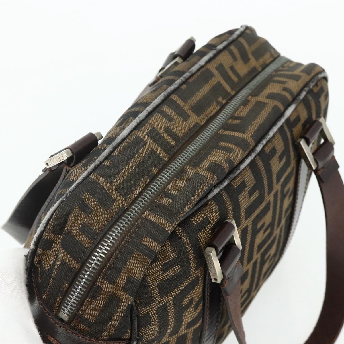 FENDI Zucca Canvas Hand Bag Black Brown Auth mr2487