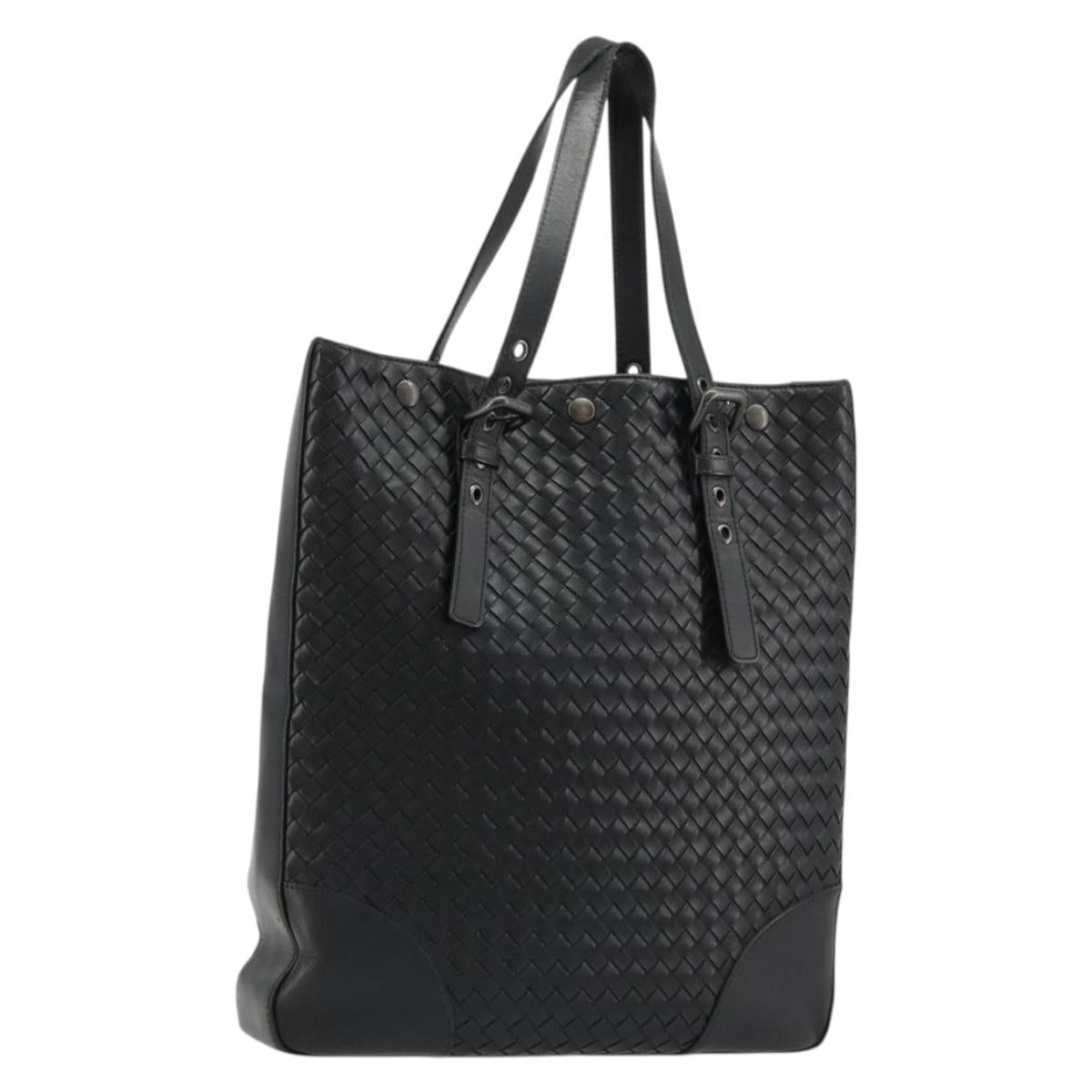 BOTTEGA VENETA INTRECCIATO Tote Bag Leather Black 269779 Auth mr2488