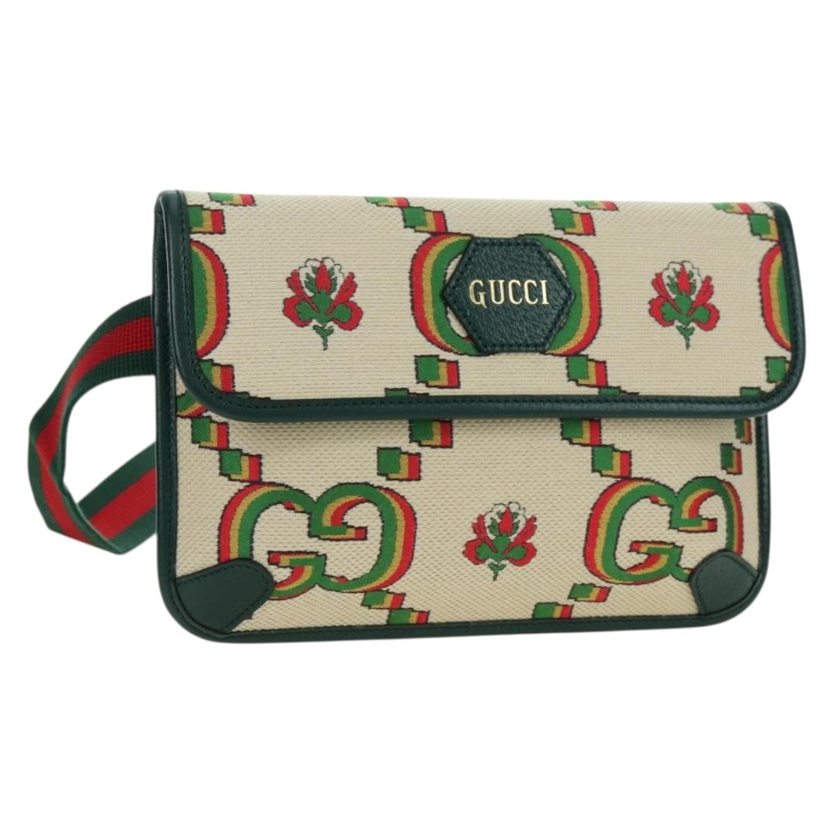 GUCCI Web Sherry Line Bag Canvas 100th Anniversary Beige 493930 Auth mr2495V