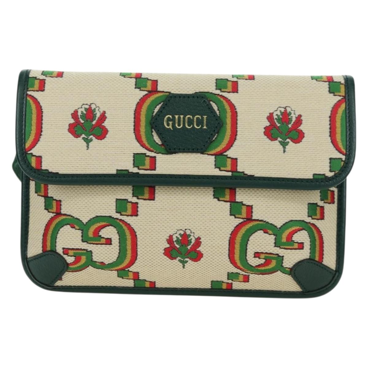 GUCCI Web Sherry Line Bag Canvas 100th Anniversary Beige 493930 Auth mr2495V