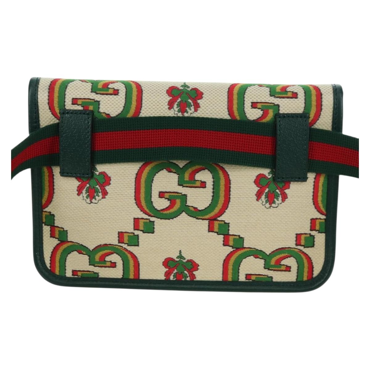 GUCCI Web Sherry Line Bag Canvas 100th Anniversary Beige 493930 Auth mr2495V
