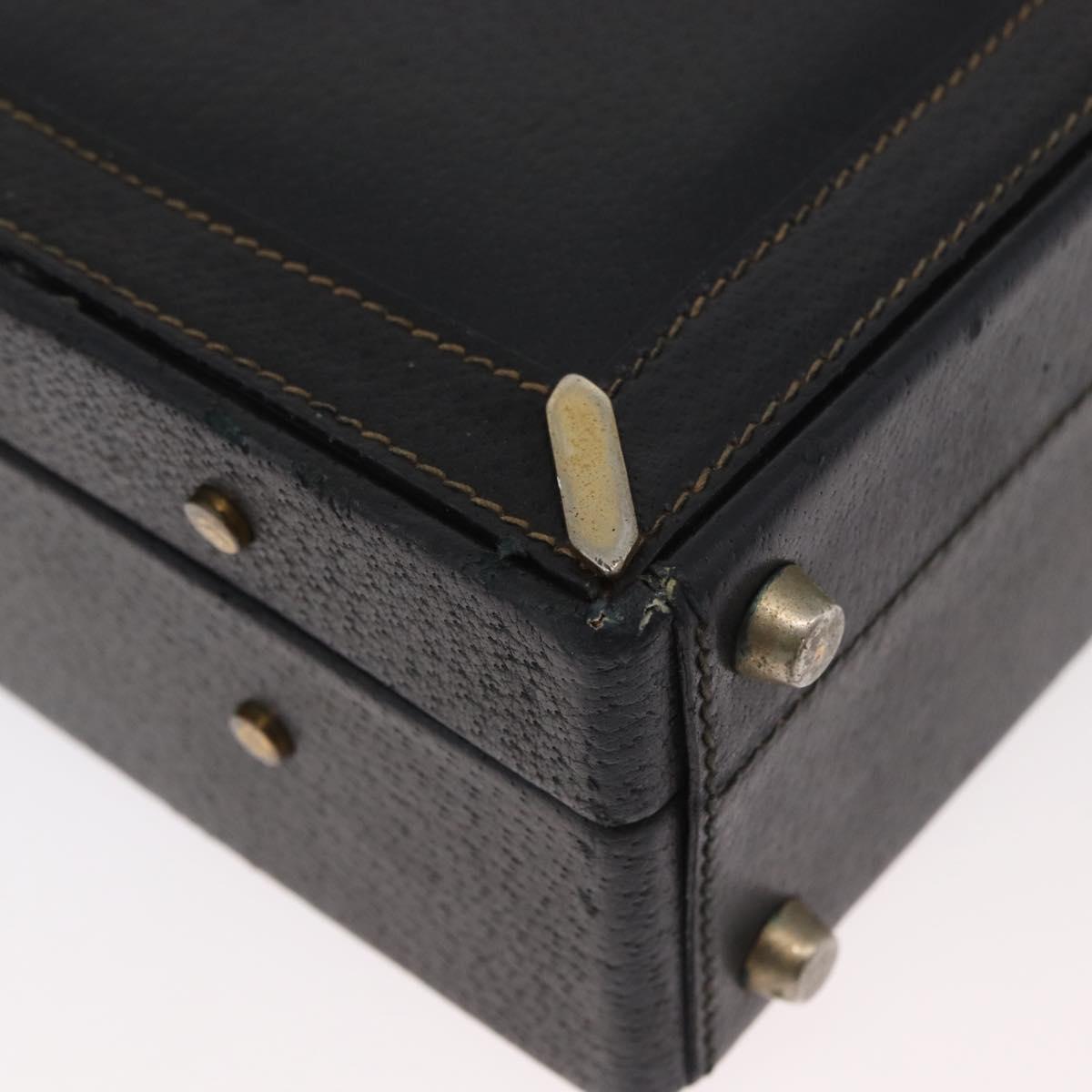 GUCCI Web Sherry Line Attache Case Leather Black Gold 016 067 1183 Auth mr2496