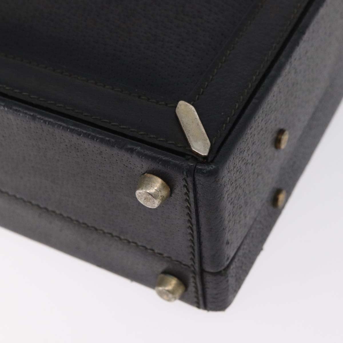 GUCCI Web Sherry Line Attache Case Leather Black Gold 016 067 1183 Auth mr2496
