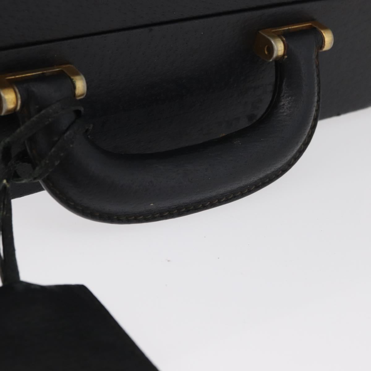 GUCCI Web Sherry Line Attache Case Leather Black Gold 016 067 1183 Auth mr2496