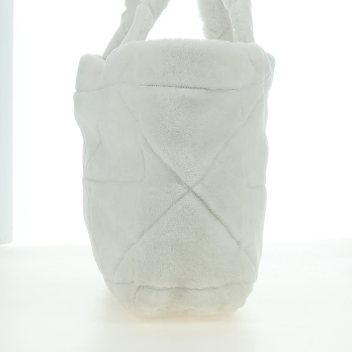 PRADA Shearing Tote Bag Mouton White Silver Auth mr2498V
