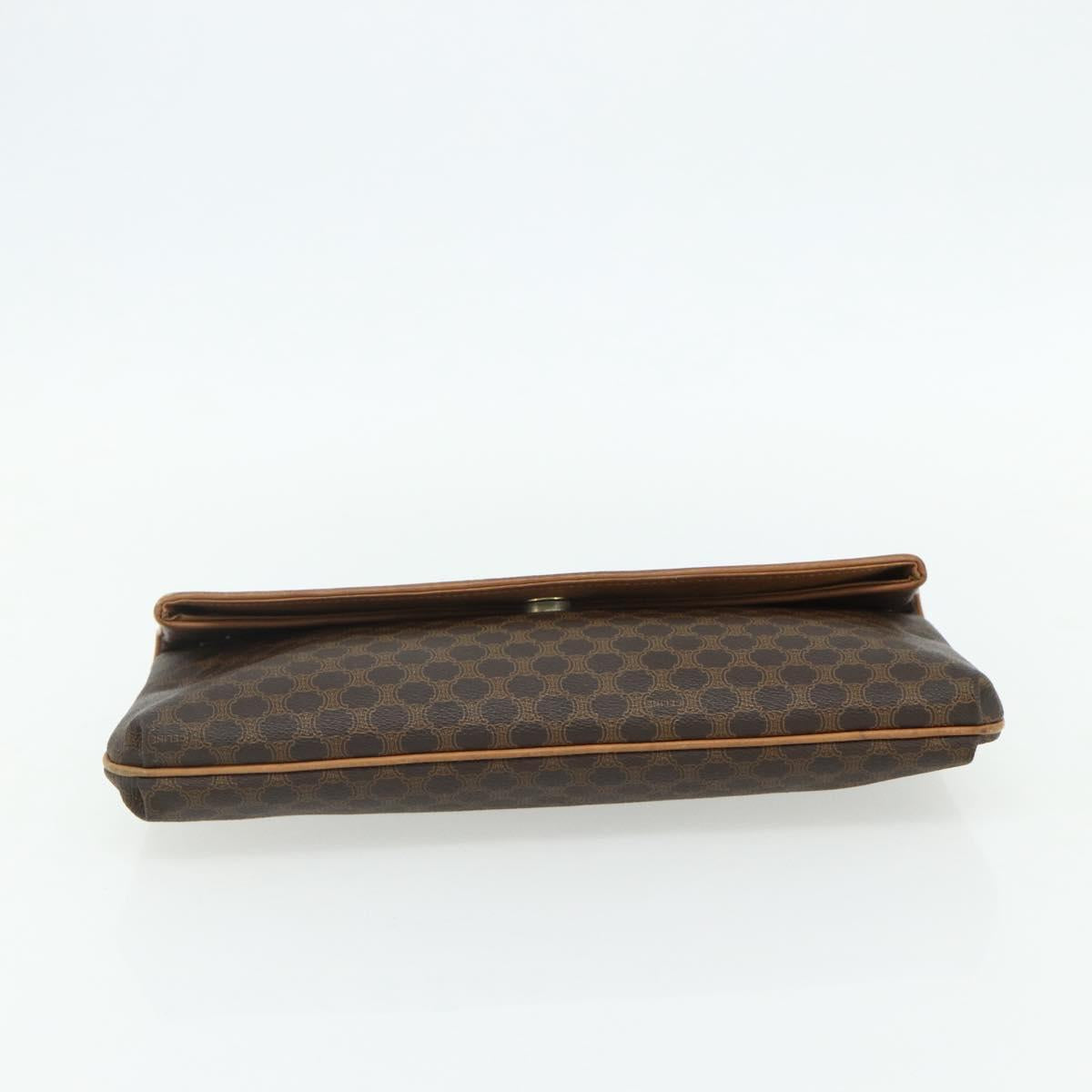 CELINE Macadam Canvas Clutch Bag PVC Leather 2 Set Brown Black Auth mr2499